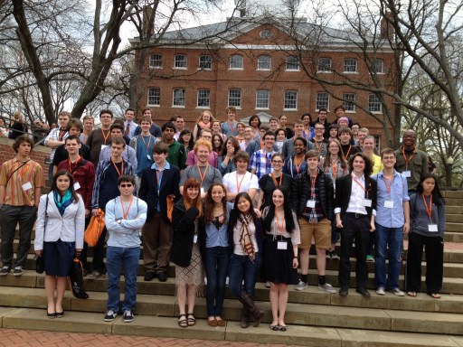 The whole crew gathers in front of McDowell Hall after their morning seminars on Plato's Meno!
